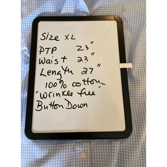 St John’s Bay Womans Button Down Blouse  Size XL Blue White Checked Cotton Top - Picture 11 of 11